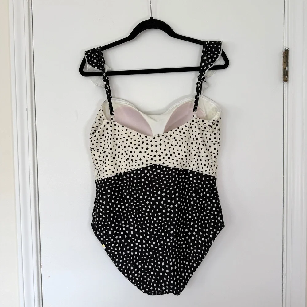 Summersalt Ruffle Oasis Polka Dot Ruffle Strap One Piece Swimsuit‎ Size 14